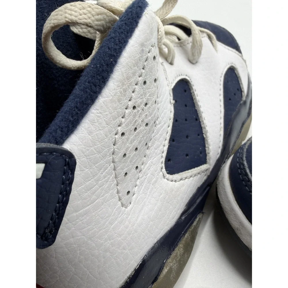 Jordan 6 Retro Olympic 384667-130 Toddler White Navy Size 7C